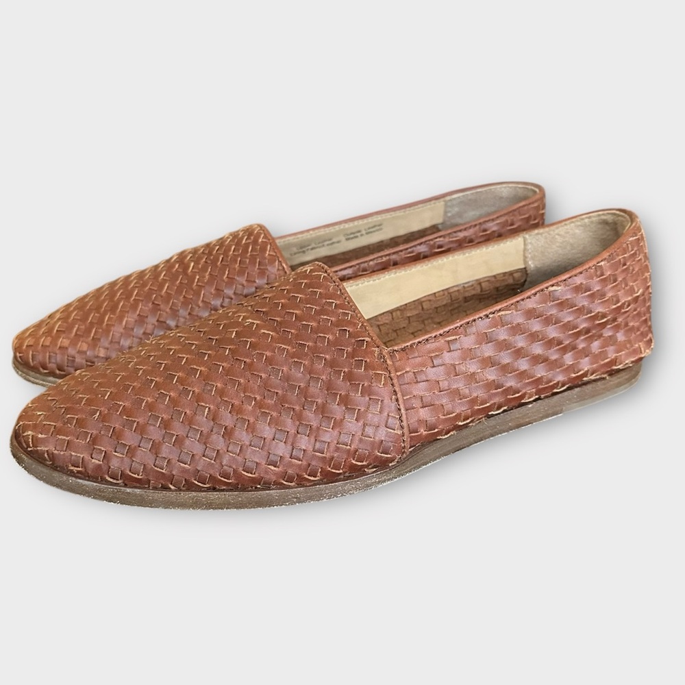 Nisolo Alejandro Woven Slip On Loafer Men's 10.5 Brown Leather Casual Preppy